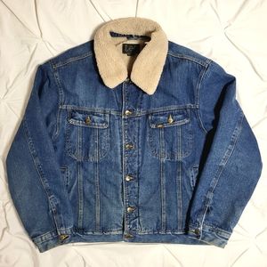 Lee Outerwear Sherpa Lined Denim Jean Jacket Western XXL Removable Collar